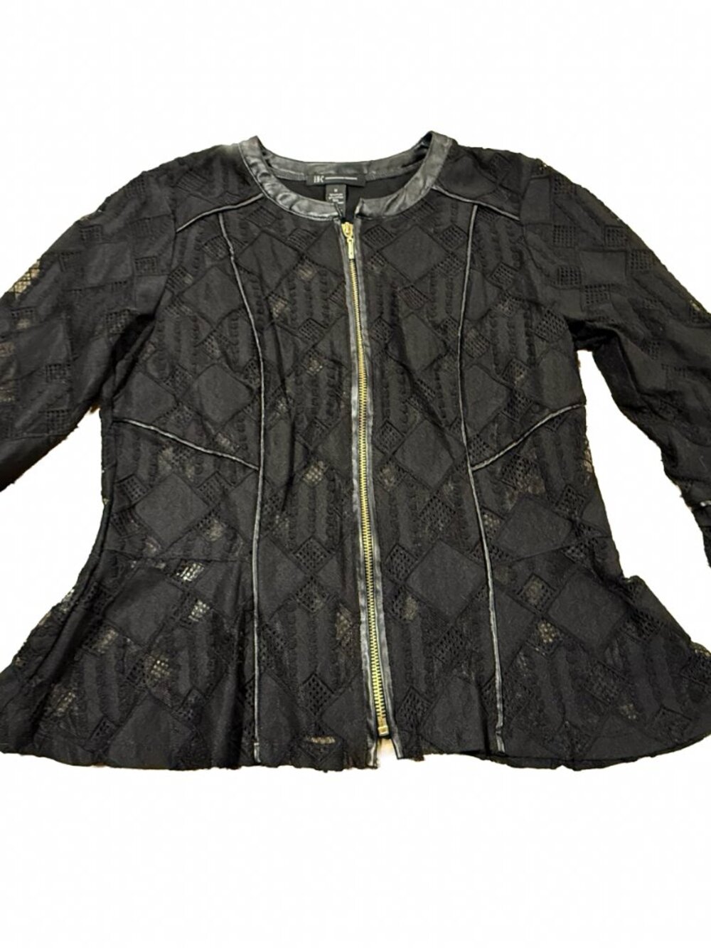 NWT International Concepts Black Lace Full Zip Peplum Jacket Size M